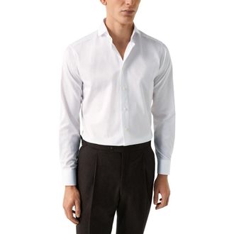 Eton Slim Fit Twill Dress Shirt in White at Nordstrom, Size 17.5