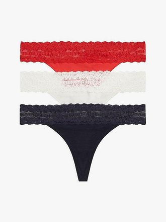Tommy Hilfiger 3-Pack Ditsy Lace Tanga Thong