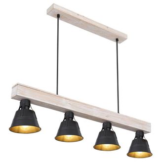 Netlighting G&uuml;nther Bar Pendant Ceiling Light Natural Color 4x E27 in Black