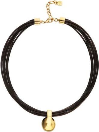 UNOde50 Leather necklace with large 18k gold-plated dial at Nordstrom