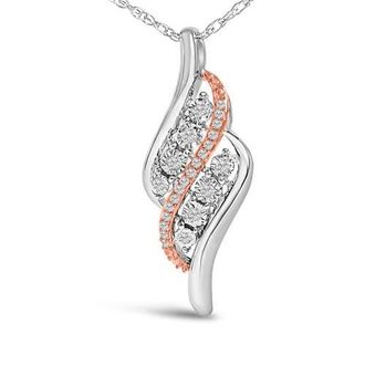 House of Brilliance 14k Rose Gold Plated Sterling Silver 1/10 Cttw Diamond Swirl Pendant Necklace in White Gold Over Silver at Nordstrom