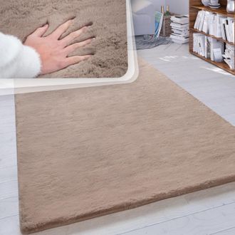 Paco Home Paco Home - Alfombra Pelo Largo Sal&oacute;n Sint&eacute;tica Suave Monocolor Diferentes Colores Y Tama&ntilde;os Beige, 100x200 Cm