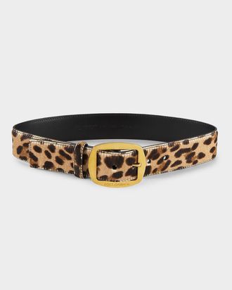 Dolce & Gabbana Leopard-Print Ponyhair Belt