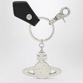 Vivienne Westwood Portachiavi Hammered Orb argentato con linguetta nera