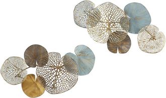 Madison Park Multi-colored Lily Pad Leaves 2-piece Metal Wall Decor Set