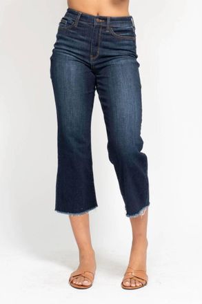 Judy Blue High Waist Cropped Wide Leg Jeans In Dark Wash