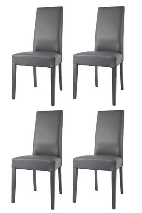 Tommychairs Tommychairs 4 Sillas Glory En Haya, Asiento En Polipiel Gris Oscuro