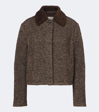 Vince Teddy-trimmed tweed jacket