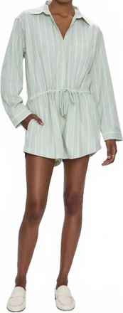 Pistola Denim Amelie Romper In Pistachio Stripe