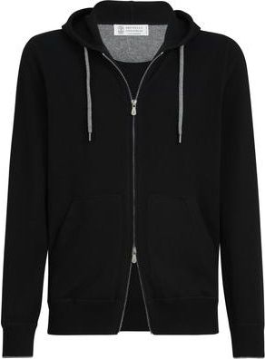 Brunello Cucinelli Cashmere sweatshirt-style cardigan in Black at Nordstrom, Size 60 It