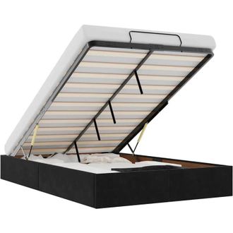 vidaXL Estructura De Cama Otomana Sin Colch&oacute;n Terciopelo Negro Vidaxl