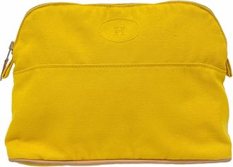 Herm&egrave;s Yellow Canvas Pouch (Pre-Owned)