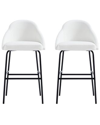 Manhattan Comfort Set Of 2 Gracie Modern Leatherette Barstools With Steel Legs