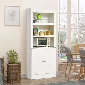 HOMCOM Modern Kitchen Cupboard Freestanding Sideboard with 6 Tier Shelving in White