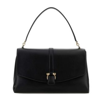 Ferragamo Front Flap Shoulder Bag (L) - female - Ferragamo - Handbags - Black - ONE SIZE - Bags