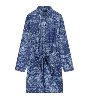 Emporio Armani Shirt Dresses, female, Multicolor, Size: 2XS Bandana print chambray dress