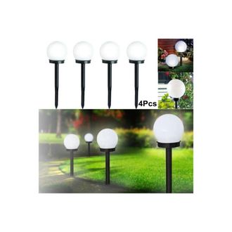Trade Shop Trade Shop - 4 Solar Lampione 1 Led Gardino 10 Cm Su Picchetto Lampade Globo Para External
