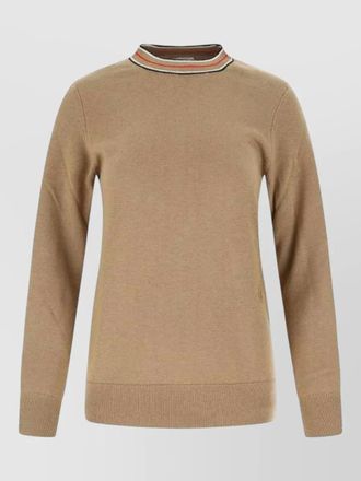 Burberry sweater ribbed cuffs hem striped neckline