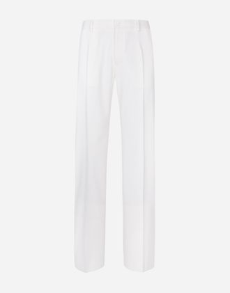 Dolce & Gabbana Stretch Wool Straight-leg Pants - Man Pants And Shorts White 52