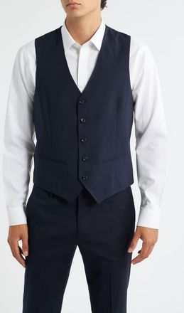 Jack Victor Owen Five-Button Stretch Wool Vest in Navy at Nordstrom, Size 50 Regular