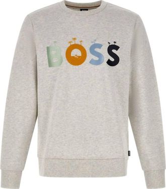 HUGO BOSS Mens Logo Details Sweatshirt In Grey
