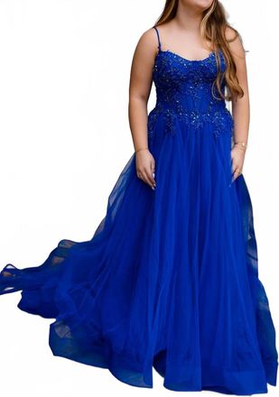 La Femme Womens Prom Dress In Royal Blue