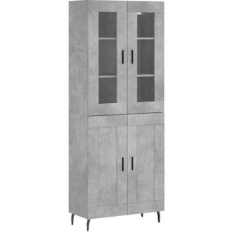 vidaXL Highboard Concrete Grey 69.5x34x180 cm Engineered Wood Vidaxl