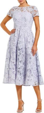 Mac Duggal Womens Elegant Lace A-Line Midi Dress with Bow Detail in Lilac at Nordstrom, Size 14