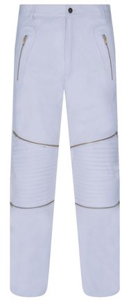 Infinity Leather Mens Zip Jeans-Ancona - White Nappa Leather - Size 38 (Waist)
