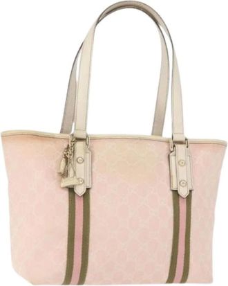 Gucci Pre-owned Tote Bags, female, Pink, Size: ONE SIZE Pre-owned Canvas Tote Bag
