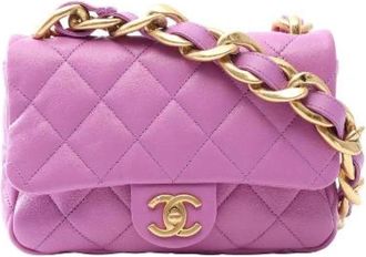 Chanel Pre-owned Matelasse Lamslederen Schoudertas - Dames - Vintage Schoudertas - Paars - ONE Size - Leer - Vintage