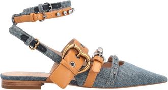 Pinko Denim Slingbacks met Strass - Dames - Ballerinas - Blauw - 37 EU - Denim - Schoenen
