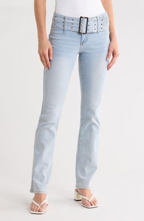 Madden Girl Belted Bootcut Jeans in Light Wash at Nordstrom Rack, Size 13