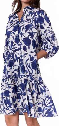 0039 Italy Mila Ruffled Skirt Mini Dress In Navy Fruite