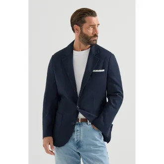 Brunello Cucinelli Cashmere jersey blazer with patch pockets in Cobalt at Nordstrom, Size 54