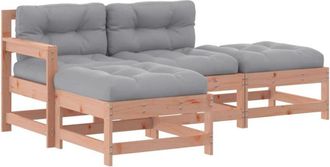 vidaXL Juego De Muebles Jard&iacute;n 4 Pzas Y Cojines Madera Abeto Douglas Vidaxl
