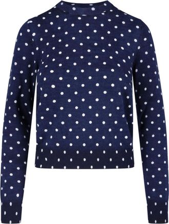 Comme Des Gar&ccedil;ons Navy Polka Dot Cropped Ribbed Sweater