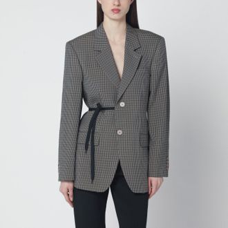 Balenciaga Vichy-pattern jacket with side lace detail