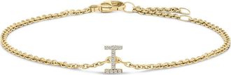 House of Brilliance 10K Gold Diamond Accent A-Z Initial Charm and Link Bracelet in Yellow | I at Nordstrom