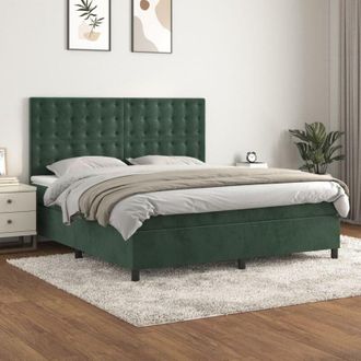 vidaXL Vidaxl - Cama Box Spring Con Colch&oacute;n Terciopelo Verde Oscuro 180x200 Cm
