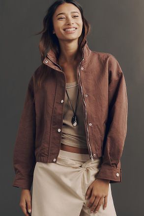 Pilcro Nylon Funnel-Neck Bomber Jacket