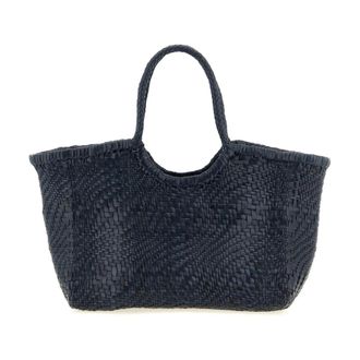 Dragon Diffusion Gevlochten Leren Tote - Dames - Tassen - Blauw - Maat: ONE Size Leer