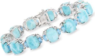Ross-Simons Larimar and Swiss Blue Topaz Bracelet in Sterling Silver