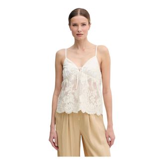 Gaud&igrave; Top sin mangas con cuello en V y lazada - Tops - Mujer - Beige - XL