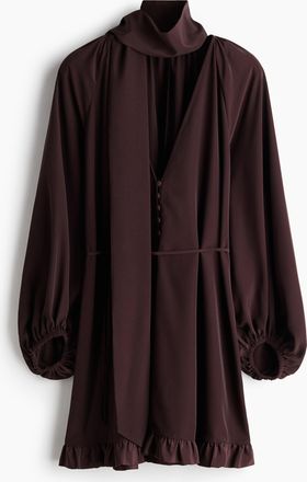 H&M Kleid mit Schaldetail - Dunkelbraun