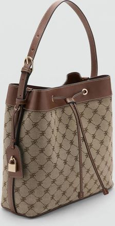 Mango Borsa secchiello logo jacquard marrone medio - Donna - Taglia unica - MANGO