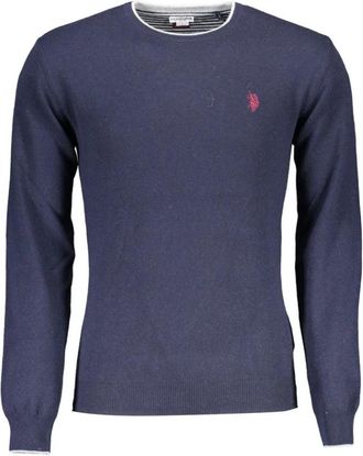 U.S.Polo Association Blauwe Wol Heren Trui Slim-fit - Heren - Ronde hals truien - Blauw - 2XL - Wol - Truien & Vesten