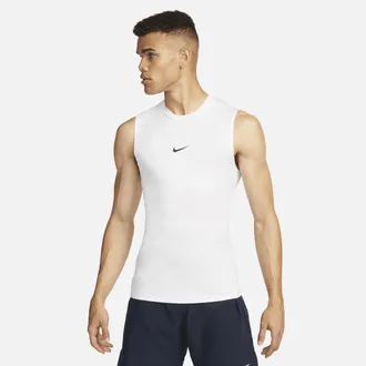 Nike Mens Nike Pro Dri-FIT Tight Sleeveless Fitness Top in White | FB7914-100