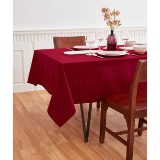 Solino Home Cotton Linen Plain Tablecloth for Dining Table, Holiday and Everyday Table Decor - Dru in Red at Nordstrom, Size Xx-Small