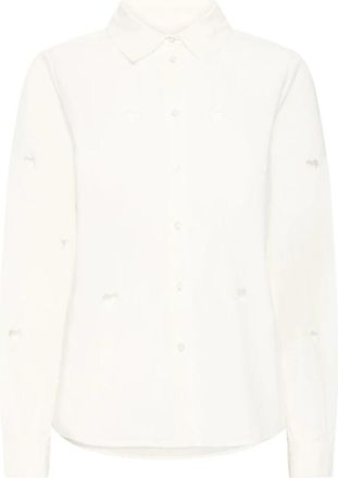 Ichi Shirt met korte mouwen - Dames - Overhemden - Wit - L - Overhemden